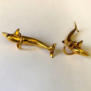 Jumping Dolphin vintage Earings